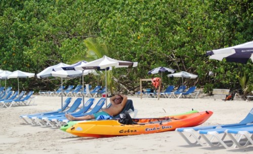 Tom intently surveying his new surroundings