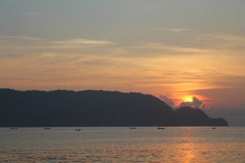Sunrise at Bahia Ballena - Fishing fleet already in position