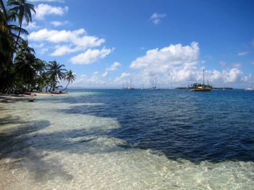 The East Lemmon Cay Anchorage seen from the Beach