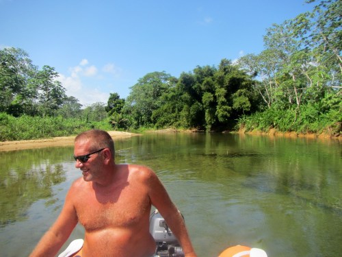 Tom picking a suitable spot for us to take a bath...