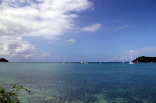 The peaceful bay where we're currently anchored